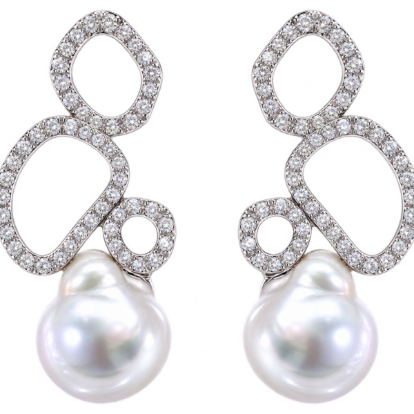 E002 - Λευκά Διαμάντια 1,48Ct - Μπαρόκ Μαργαριτάρια Νοτίων Θαλασσών 21mm