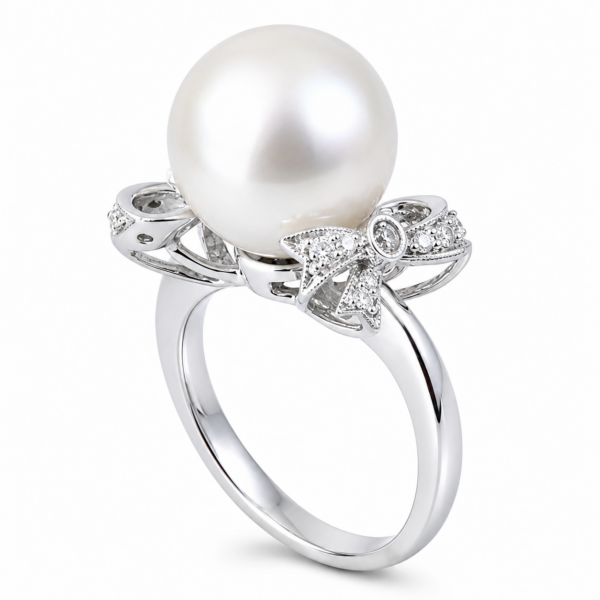 R107 - Λευκά Διαμάντια 0,18Ct - Μαργαριτάρι Νοτίων Θαλασσών 12-13mm