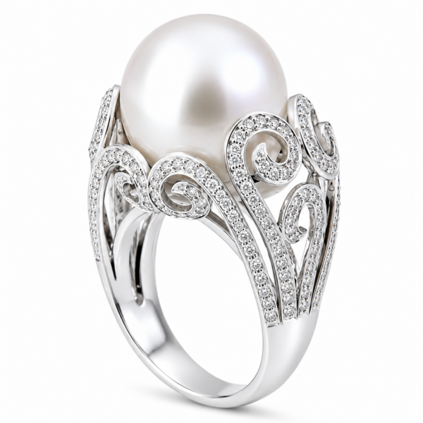 R102 - Λευκά Διαμάντια 1,13Ct - Μαργαριτάρι Νοτίων Θαλασσών 14mm