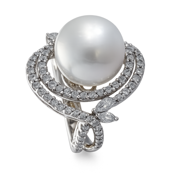 R094 - Λευκά Διαμάντια 1,48Ct - Marquise 0,37Ct - Μαργαριτάρι Νοτίων Θαλασσών 14-15mm