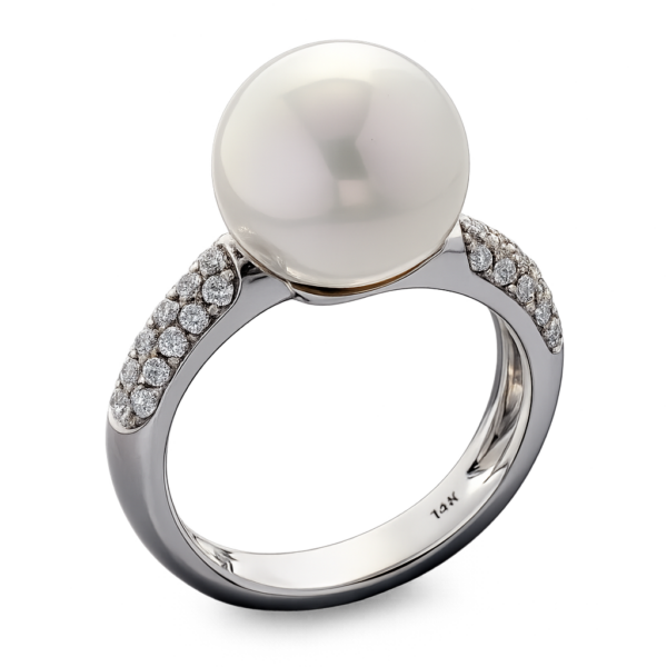 R099 - Λευκά Διαμάντια 0,26Ct - Μαργαριτάρι Νοτίων Θαλασσών 12,35mm