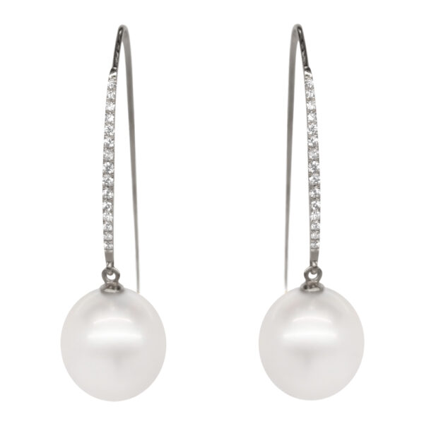 E019WW - Λευκά Διαμάντια 0,13Ct - Μαργαριτάρια Νοτίων Θαλασσών 13-14mm