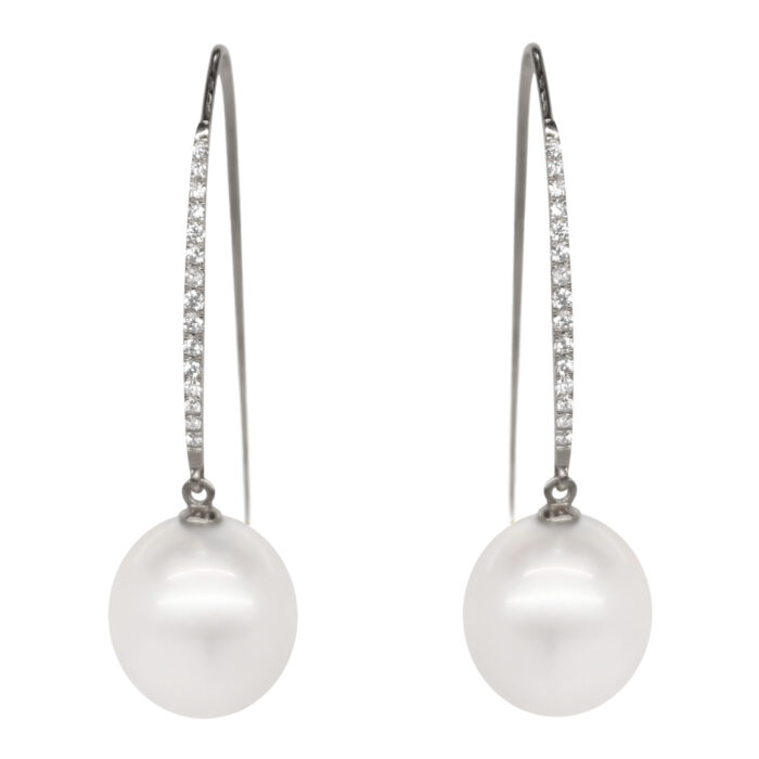 E019WW - Λευκά Διαμάντια 0,13Ct - Μαργαριτάρια Νοτίων Θαλασσών 13-14mm