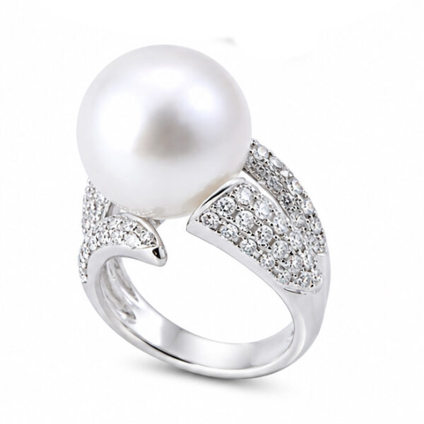 R110 - Λευκά Διαμάντια 0,90Ct - Μαργαριτάρι Νοτίων Θαλασσών 14,10mm