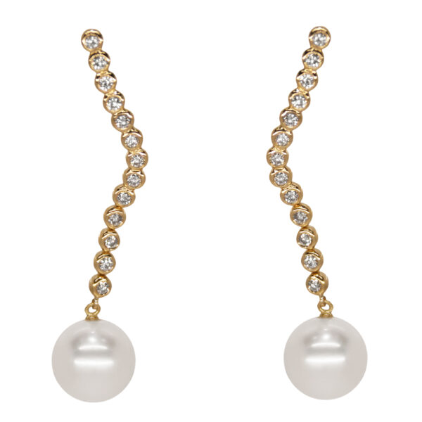 E127YW - Λευκά Διαμάντια 0,50Ct - Μαργαριτάρια Νοτίων Θαλασσών 12-13mm