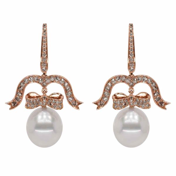 E179 – Καφέ Διαμάντια 1,29Ct – Μαργαριτάρια Νοτίων Θαλασσών 12-13mm