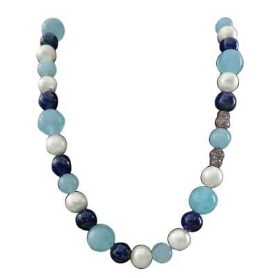 N060 – Brilliant Cut Diamonds – South Sea Pearls – Turquoise – Lapis