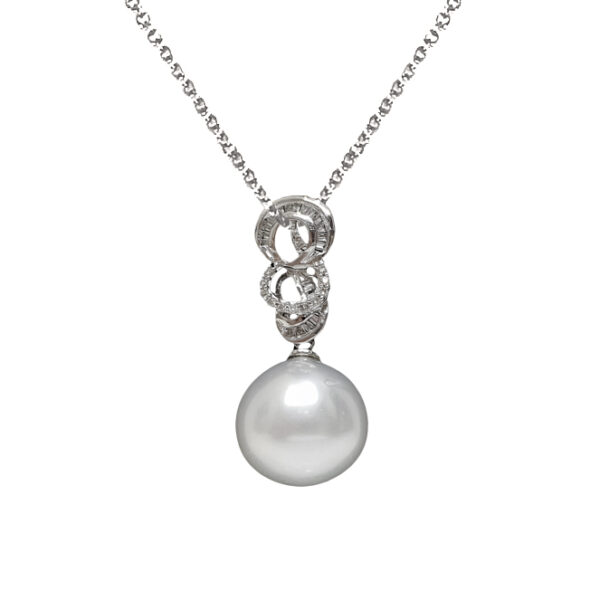 P078 - Λευκά Διαμάντια 0,03Ct - Μπαγκέτες Διαμαντιών 0,08Ct – Μαργαριτάρι Νοτίων Θαλασσών 11,10mm