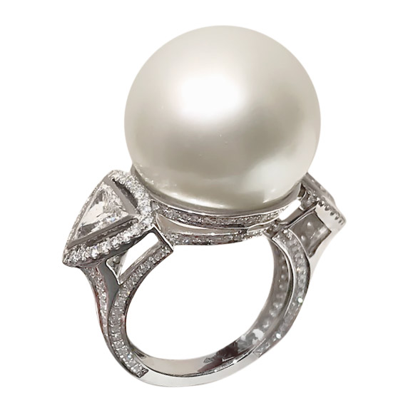 R296 - Λευκά Διαμάντια 1,84Ct - Μαργαριτάρια Νοτίων Θαλασσών 13-14mm