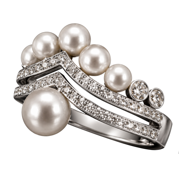 R255 - Λευκά Διαμάντια 0,36Ct - Μαργαριτάρια Ακόγια Ιαπωνίας 3-5,5mm