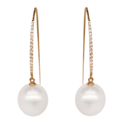 E019RW - Λευκά Διαμάντια 0,25Ct - Μαργαριτάρια Νοτίων Θαλασσών 14-15mm