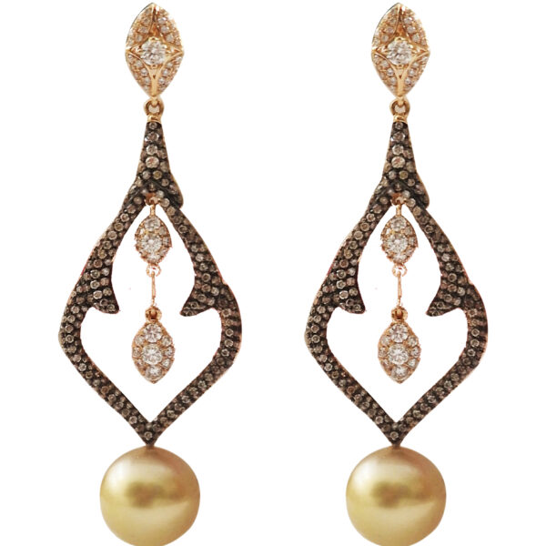 E033 - Καφέ Διαμάντια Σε Κοπή Μπριγιάν 1,84Ct - Διαμάντια Σε Κοπή Μπριγιάν 1,07Ct-Μαργαριτάρια Νοτίων Θαλασσών 11-12mm