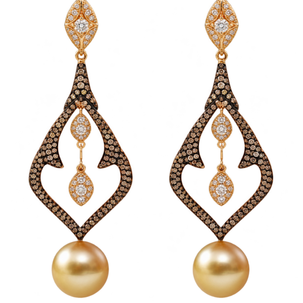 E033-Brilliant Cut Brown Diamonds 1,84Ct-Brilliant Cut Diamonds 1,07Ct-South Sea Pearls 11-12mm