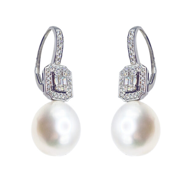 E153 - Διαμάντια Brilliant Cut - Διαμάντια κοπής Baguette 0,71Ct – Μαργαριτάρια Νότιας Θάλασσας 12-13mm