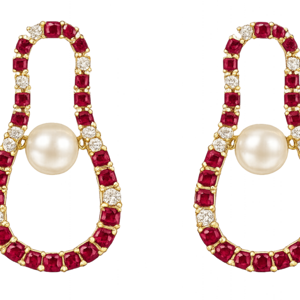 E011 – Rubies 4.42Ct – Brilliant Cut Diamonds 0.71ct – South Sea Pearls 10 – 11mm