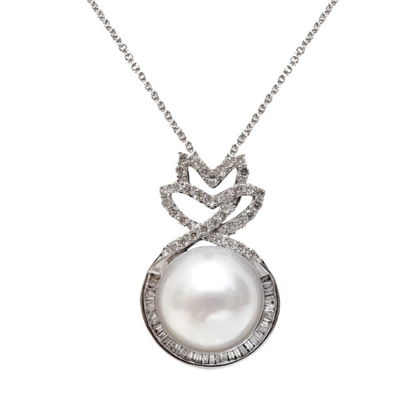 P051 - Λευκά Διαμάντια 0,037Ct & 0,084 Ct - Μαργαριτάρι Νοτίων Θαλασσών 11 mm