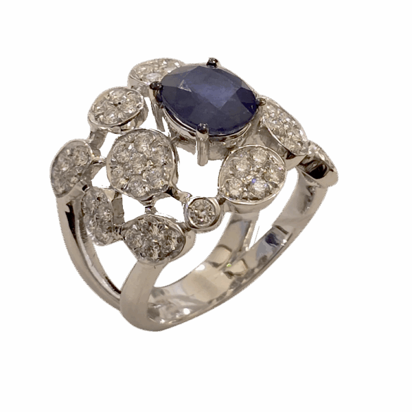DR027- Δαχτυλίδι με Ζαφείρι 1,13cts- Λευκά Διαμάντια 1,17 cts