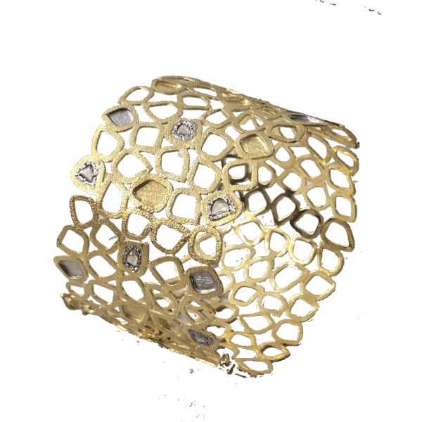 DB-004 Βραχιόλι σε κίτρινο χρυσό κ18 με λευκά διαμάντια 0,40ct