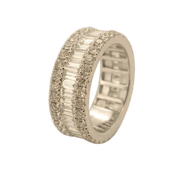 DR034- Δαχτυλίδι με Λευκά Διαμάντια Brilliant cut 2,25 cts- Baguette cut 2,25 cts