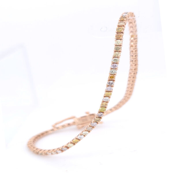 DB-009 Βραχίολι Riviera Με πολύχρωμα Διαμάντια 4,00ct σε ροζ χρυσό