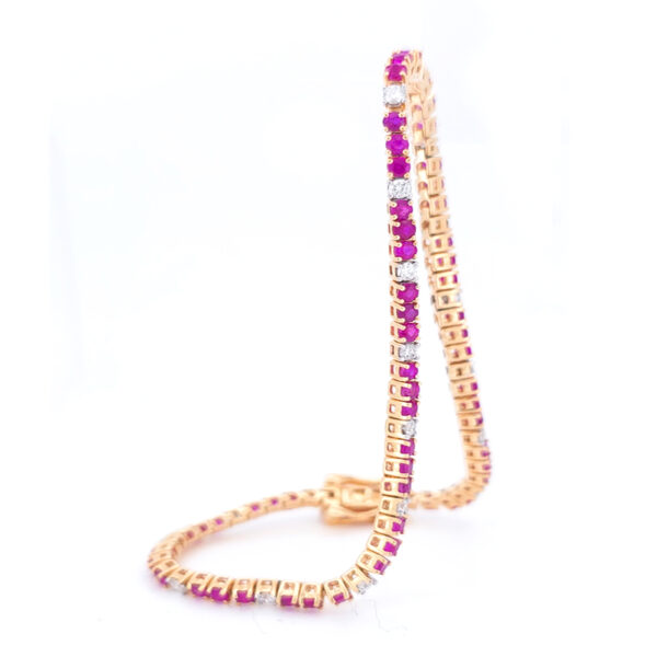 DB-OO6 Βραχίολι Riviera με Ρουμπίνια 3,20ct, Λευκά Διαμάντια 0,68ct σε ροζ χρυσό