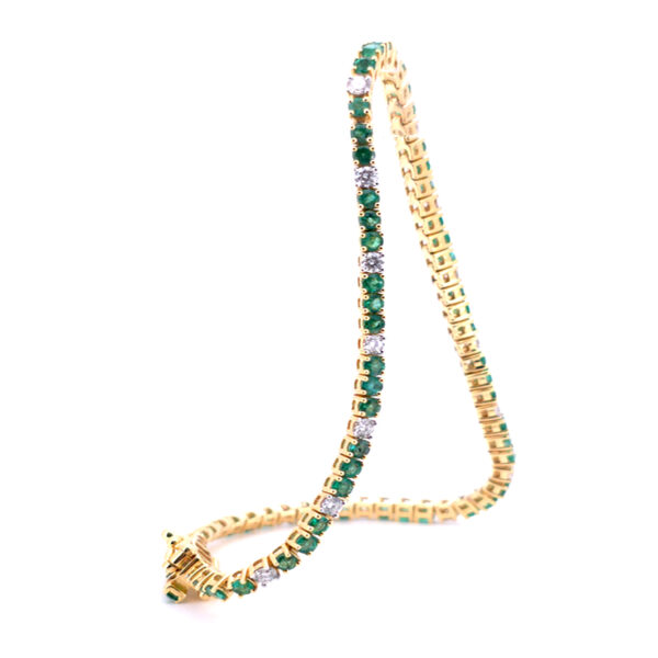 DB-007 Βραχίολι Riviera με Σμαράγδια 2,05ct και Λευκά Διαμάντια 0,69ct σε κίτρινο χρυσό