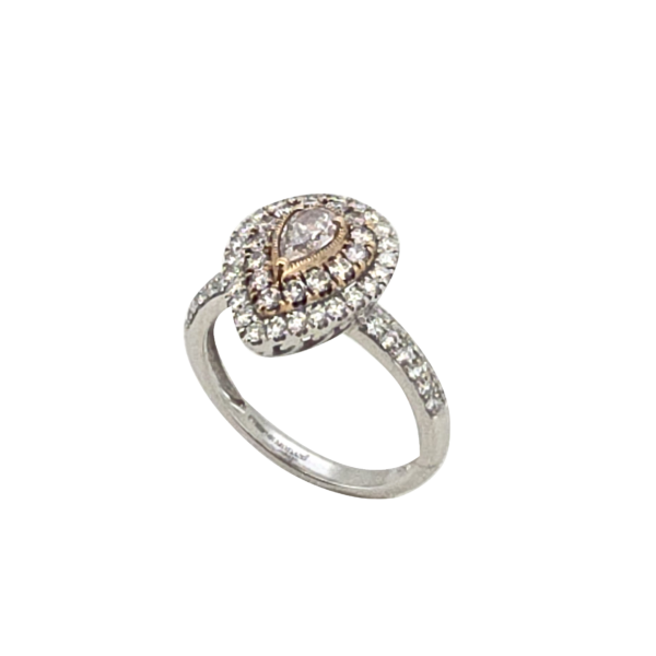DR022- Δαχτυλίδι με Ροζ Διαμάντι pear cut 0,269 cts- brilliant cut 0.26cts - Λευκά Διαμάντια - brilliant cut 0,53 cts