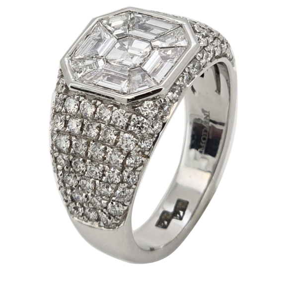 DR047-Δαχτυλίδι με Λευκά Διαμάντια - Octagon cut 1,42cts- Round cut 1,28cts