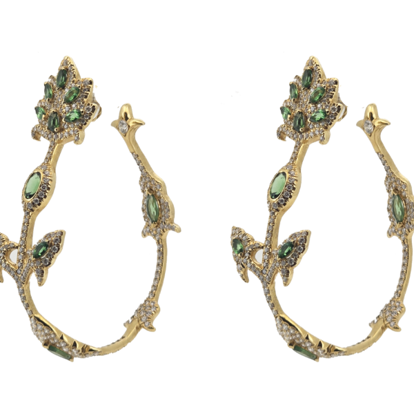 DE007- Σκουλαρίκια με Λευκά Διαμάντια 3,92 cts - Τσαβορίτες 2,83 cts - κίτρινο χρυσό Κ18