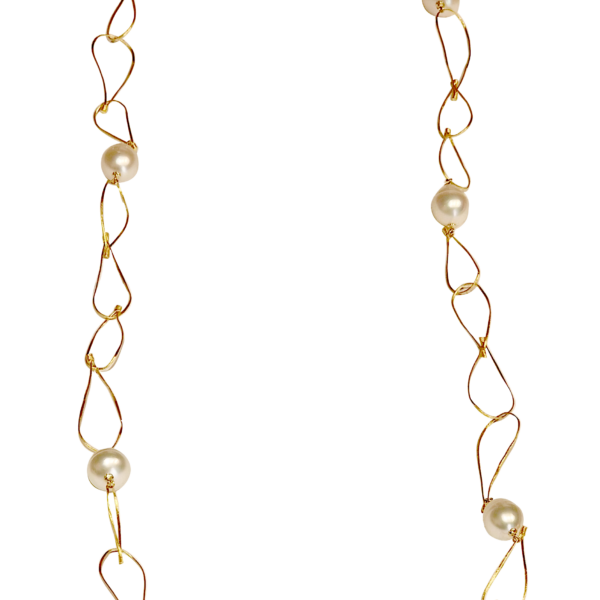 N74- Κολιέ με Μαργαριτάρια Νοτίων Θαλασσών 14-15 mm- Κίτρινος Χρυσός Κ18