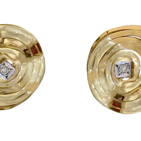 DN012- Σκουλαρίκια Κίτρινος Χρυσός Κ18 με Λευκά Διαμάντια 0.06 cts