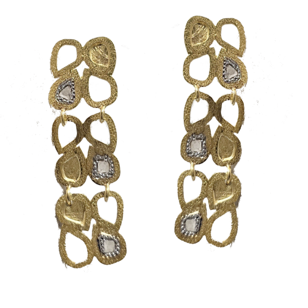 DE016- Σκουλαρίκια Κίτρινος Χρυσός K18 και Λευκά Διαμάντια 0.60cts