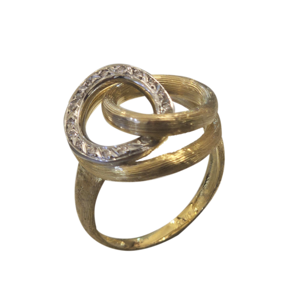 DR038- Δαχτυλίδι με Λευκά Διαμάντια 0,18cts -Κίτρινος Χρυσός Κ18