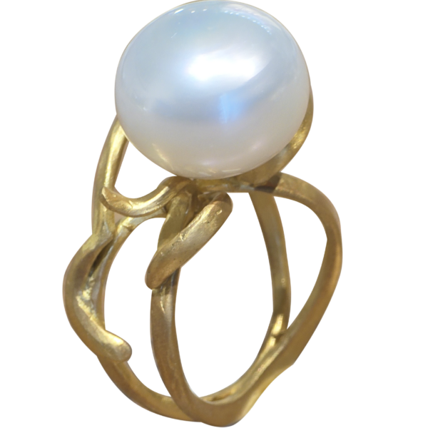 R300- Δαχτυλίδι με Μαργαριτάρι Νοτίων Θαλασσών 15,5 mm- Κίτρινο Χρυσό Κ18