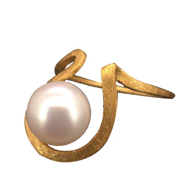 R299- Δαχτυλίδι Κίτρινο Χρυσό με Μαργαριτάρι Νοτίων Θαλασσών 12-13 mm