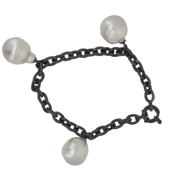 B29- Μαργαριτάρι Νοτίων Θαλασσών 15-16mm - Μαύρο Πλατίνωμα Κ18