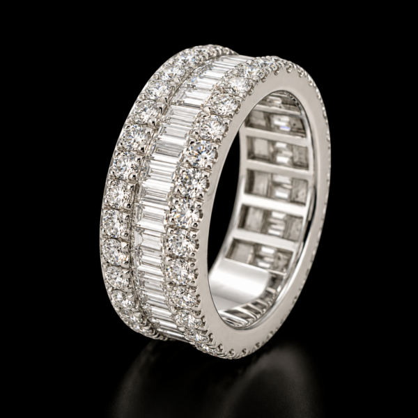 DR034- Δαχτυλίδι με Λευκά Διαμάντια Brilliant cut 2,25 cts- Baguette cut 2,25 cts