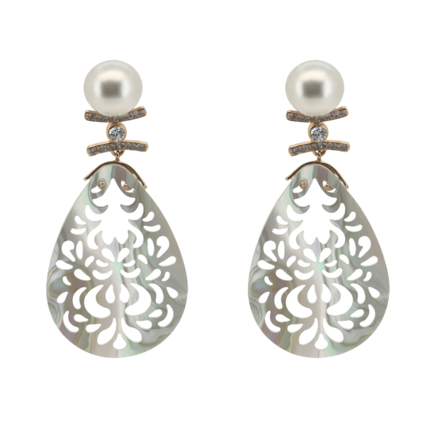 E254-Σκουλαρίκια με Λευκά Διαμάντια 0,38cts - Φίλντισι