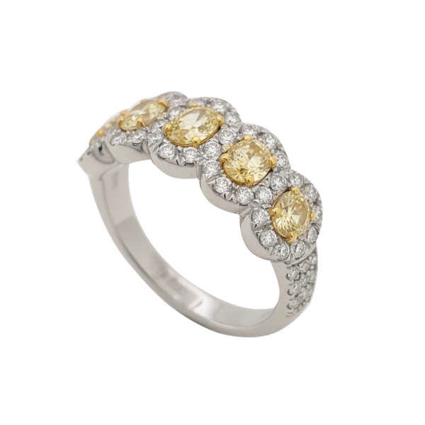 DR025- Δαχτυλίδι με Κίτρινα Διαμάντια Oval cut 1,30cts- Λευκά Διαμάντια 0,70 cts