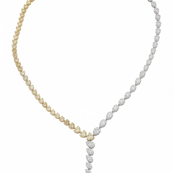 DN002 - Ριβιέρα λαιμού με Κίτρινα Διαμάντια 17,71ct και Λευκά Διαμάντια 5,46ct