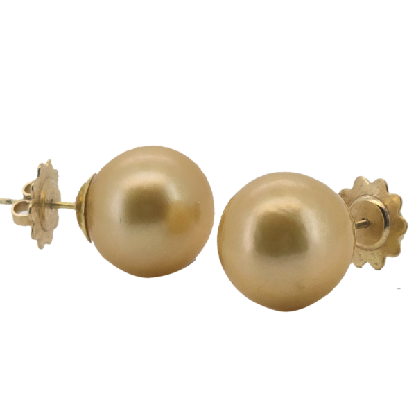 E233-  Σκουλαρίκια με Φυσικό χρυσό Μαργαριτάρι Edison 15mm - Κίτρινος Χρυσός Κ18