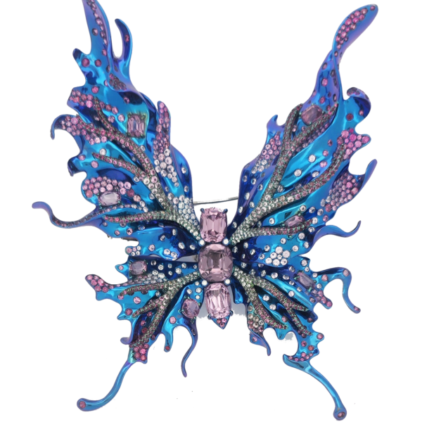 DPI001- Καρφίτσα Πεταλούδα από Τιτάνιο- Λευκά Διαμάντια 1,28 cts- Ροζ Σπινέλια 21,70 cts