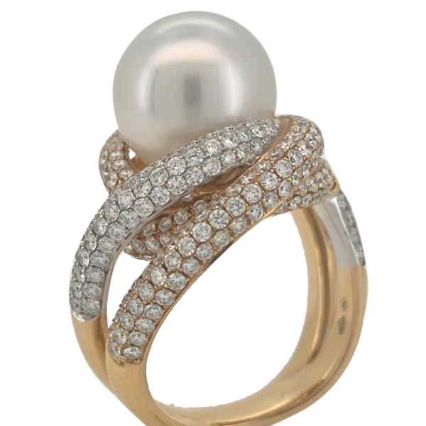 R302- Δαχτυλίδι με Λευκά Διαμάντια 2,58 cts- Μαργαριτάρι Νοτίων Θαλασσών