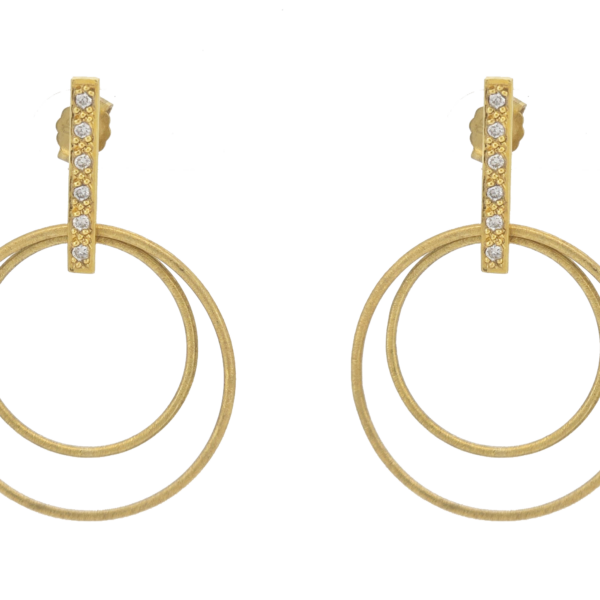 DE020- Σκουλαρίκια Κίτρινος Χρυσός Κ18- Λευκά Διαμάντια 0.24 Cts