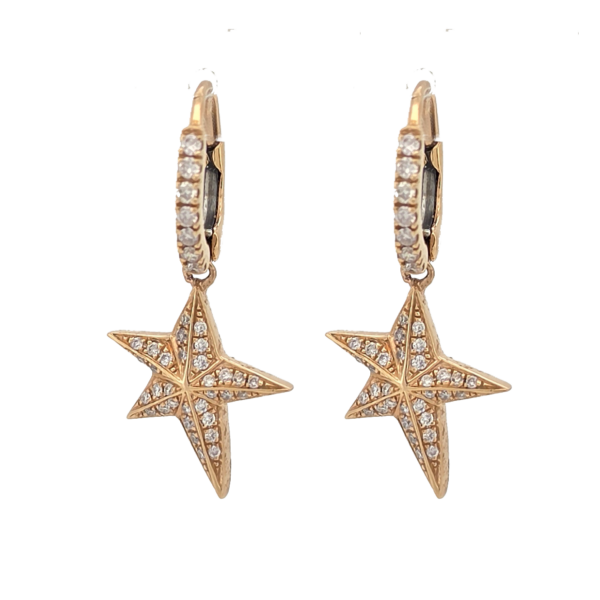 DE030- Σκουλαρίκια με Ροζ Διαμάντια Round Cut 0.32 Cts - Ροζ Χρυσό Κ14