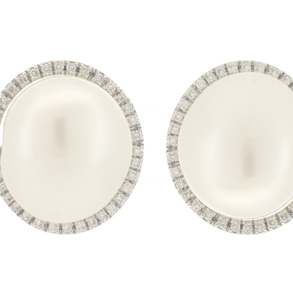 E260- Σκουλαρίκια με Μπαρόκ Μαργαριτάρια- Λευκά Διαμάντια 0.56 Cts