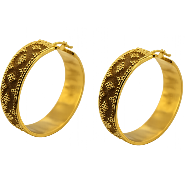 PRE004 - Σκουλαρίκια Μπούκλα Καστελλορίζου σε Κίτρινο Χρυσό Κ18 με μαύρο πλατίνωμα