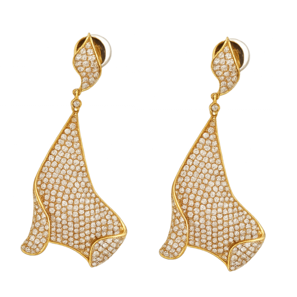 DE029-Σκουλαρίκια με Ροζ Διαμάντια Round Cut 4.76 Cts -Ροζ Χρυσό Κ14