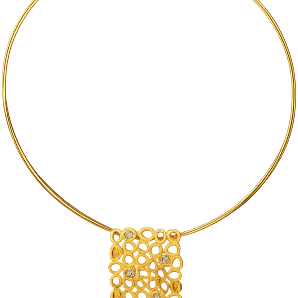 DN06- Κολιέ με Λευκά Διαμάντια- Κίτρινος Χρυσός Κ18