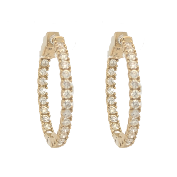 DE035- Σκουλαρίκια με Λευκά Διαμάντια Round Cut 1.07 Cts - Κίτρινος Χρυσός Κ14